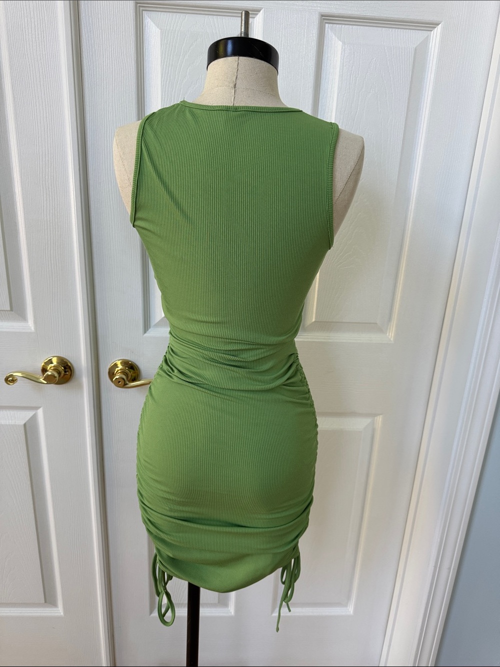 SHEIN Green Ribbed Ruched Tank Mini Dress - Picture 2 of 4